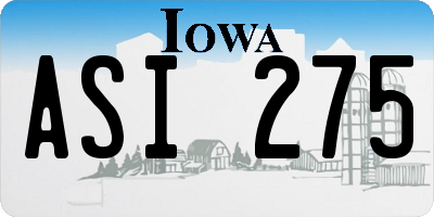 IA license plate ASI275