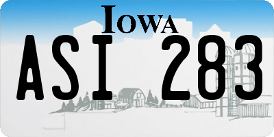 IA license plate ASI283