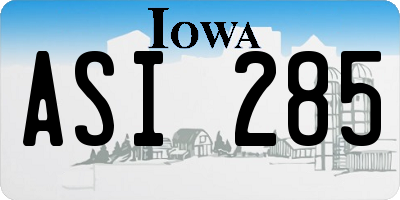 IA license plate ASI285