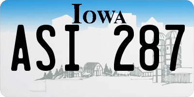 IA license plate ASI287