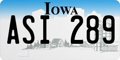 IA license plate ASI289