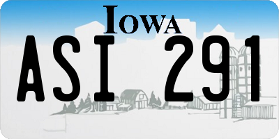 IA license plate ASI291