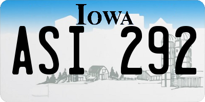 IA license plate ASI292