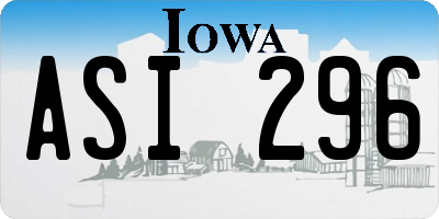 IA license plate ASI296