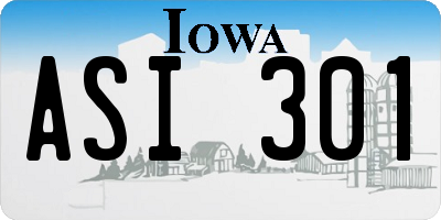 IA license plate ASI301