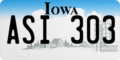 IA license plate ASI303