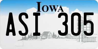 IA license plate ASI305