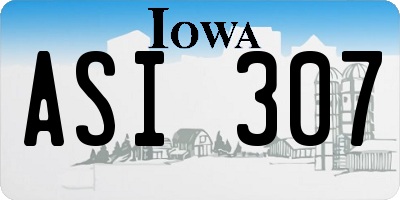 IA license plate ASI307