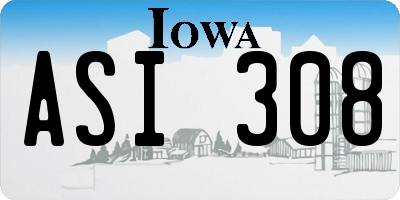 IA license plate ASI308