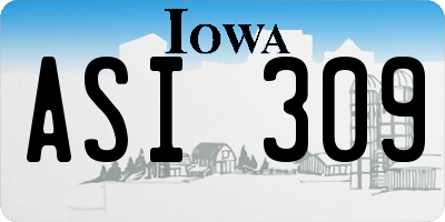 IA license plate ASI309