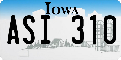 IA license plate ASI310