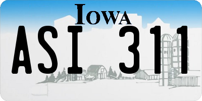 IA license plate ASI311