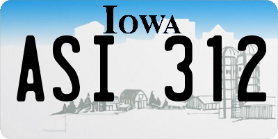 IA license plate ASI312