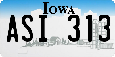 IA license plate ASI313