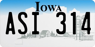 IA license plate ASI314