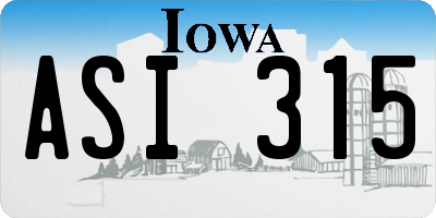 IA license plate ASI315