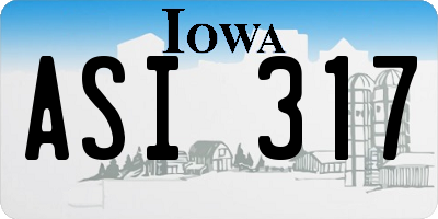 IA license plate ASI317