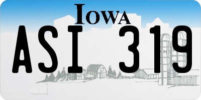 IA license plate ASI319