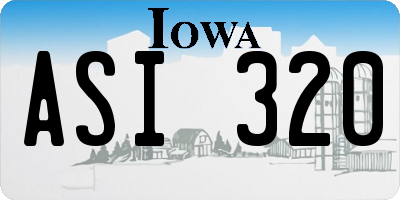 IA license plate ASI320