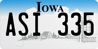 IA license plate ASI335