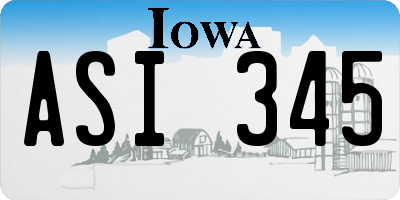 IA license plate ASI345