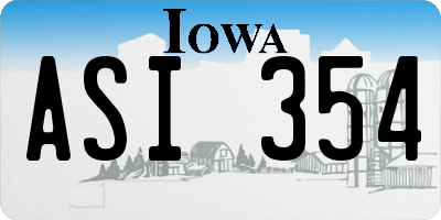 IA license plate ASI354