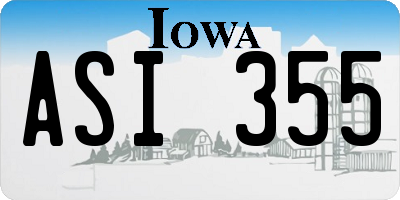IA license plate ASI355