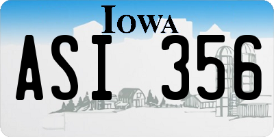 IA license plate ASI356