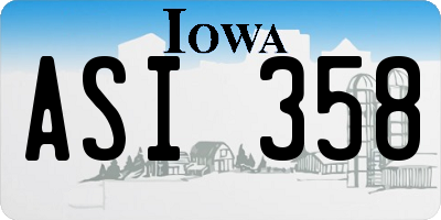 IA license plate ASI358