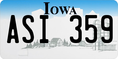 IA license plate ASI359