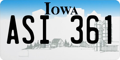 IA license plate ASI361