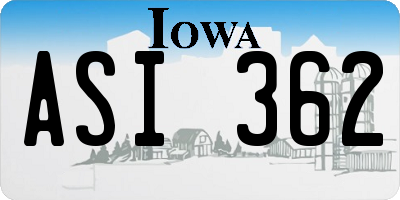 IA license plate ASI362