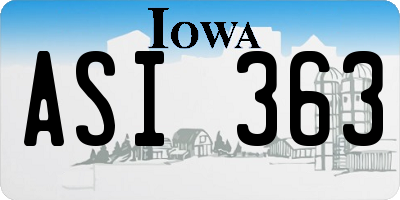 IA license plate ASI363