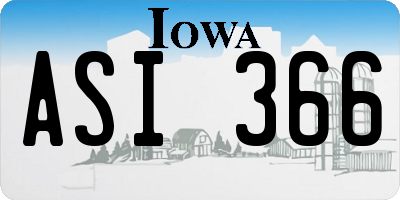 IA license plate ASI366