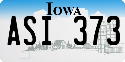 IA license plate ASI373