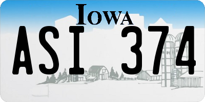 IA license plate ASI374