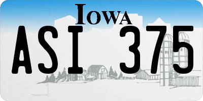 IA license plate ASI375