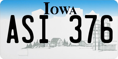 IA license plate ASI376
