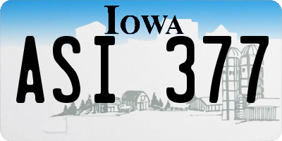 IA license plate ASI377