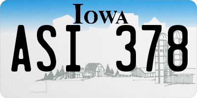 IA license plate ASI378