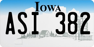 IA license plate ASI382