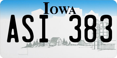 IA license plate ASI383