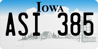 IA license plate ASI385