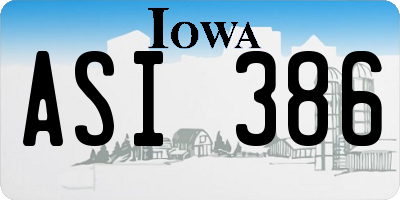 IA license plate ASI386