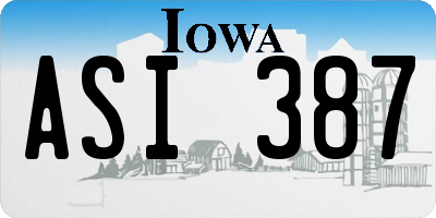 IA license plate ASI387