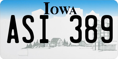 IA license plate ASI389