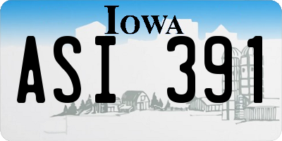 IA license plate ASI391