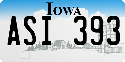 IA license plate ASI393