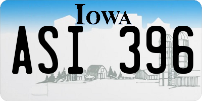 IA license plate ASI396