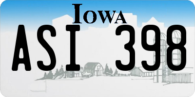 IA license plate ASI398